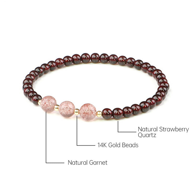 KarmaRipple's Authentic Garnet Strawberry Quartz Calm Bracelet p18