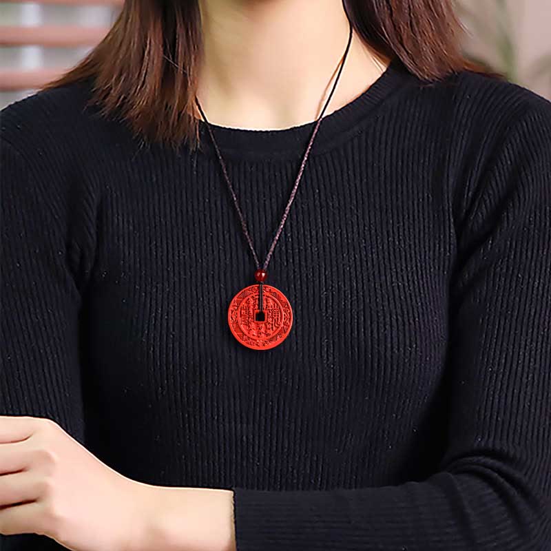 KarmaRipple's Authentic Cinnabar Mountain Ghosts Spend Money Bagua Design Blessing Pendant Necklace p5