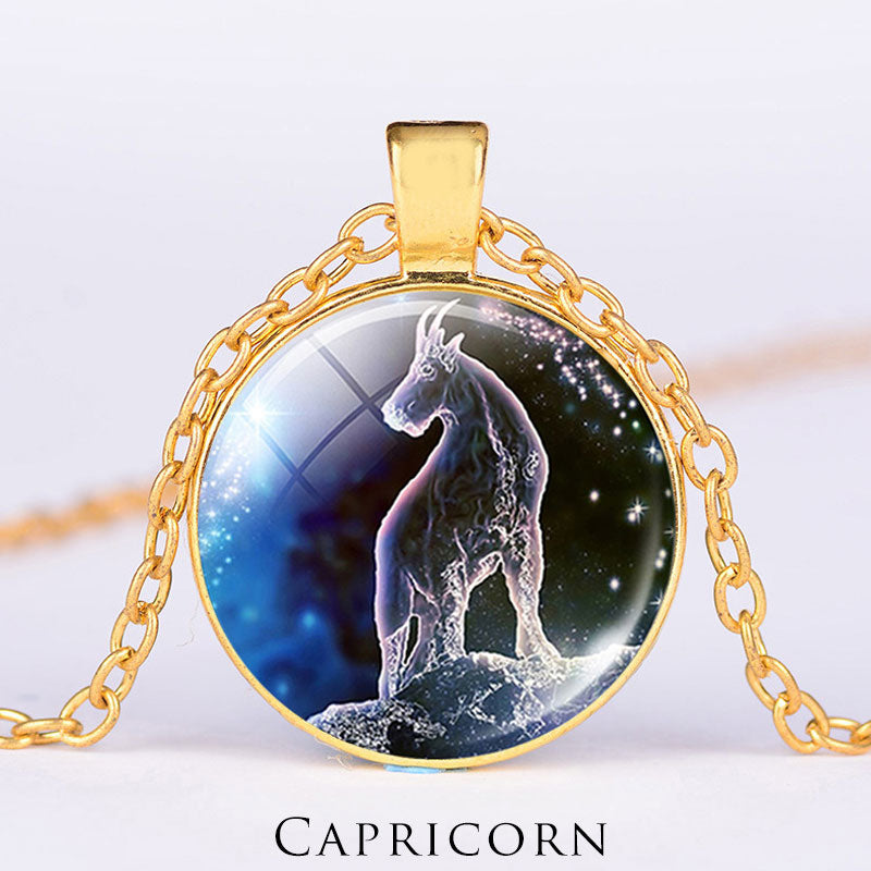 KarmaRipple's 12 Constellations of the Zodiac Moon Starry Sky Protection Blessing Pendant Necklace p49