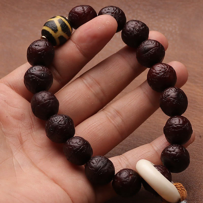 KarmaRipple's Tibetan Bodhi Seed Agate Bead Fortune Wealth Tassel Talisman Wrist Mala p13
