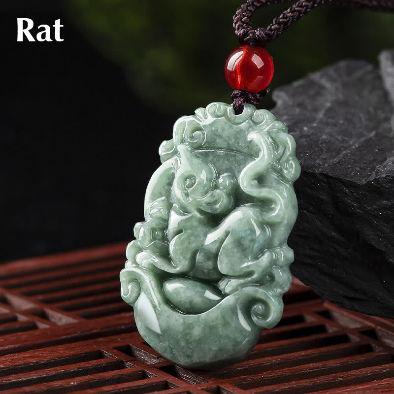 KarmaRipple's Authentic Jade 12 Chinese Zodiac Prosperity Pendant Necklace p2