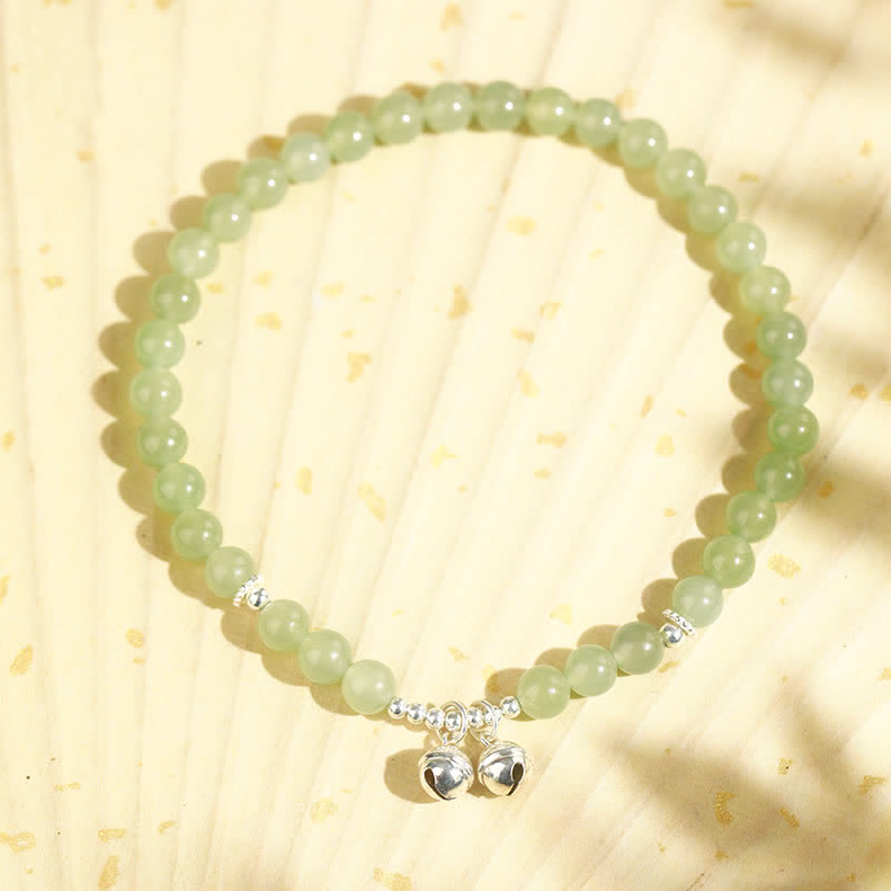 KarmaRipple's 925 Sterling Silver Authentic Hetian Jade Prosperity Bell Talisman Anklet p8