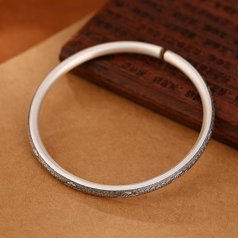 KarmaRipple's Vintage 999 Sterling Silver Auspicious Clouds Design Fortune Bracelet Bangle p5