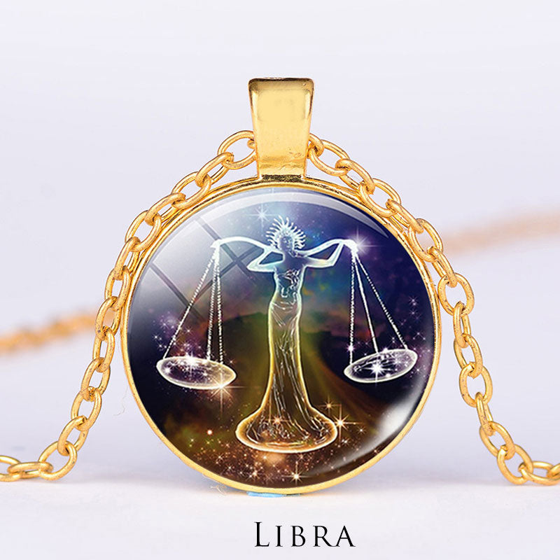 KarmaRipple's 12 Constellations of the Zodiac Moon Starry Sky Protection Blessing Pendant Necklace p52