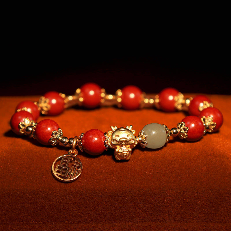 KarmaRipple's Year of the Dragon Authentic Cinnabar Fu Character Talisman Blessing Bracelet p8