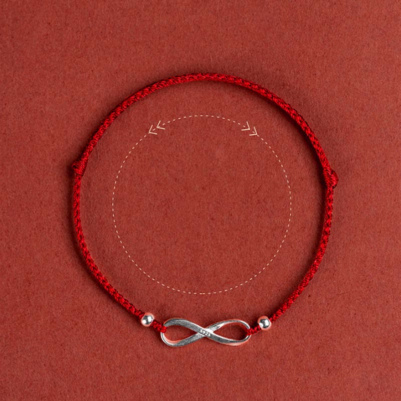 KarmaRipple's 925 Sterling Silver Endless Weave Protection Fortune Red String Bracelet Anklet p20