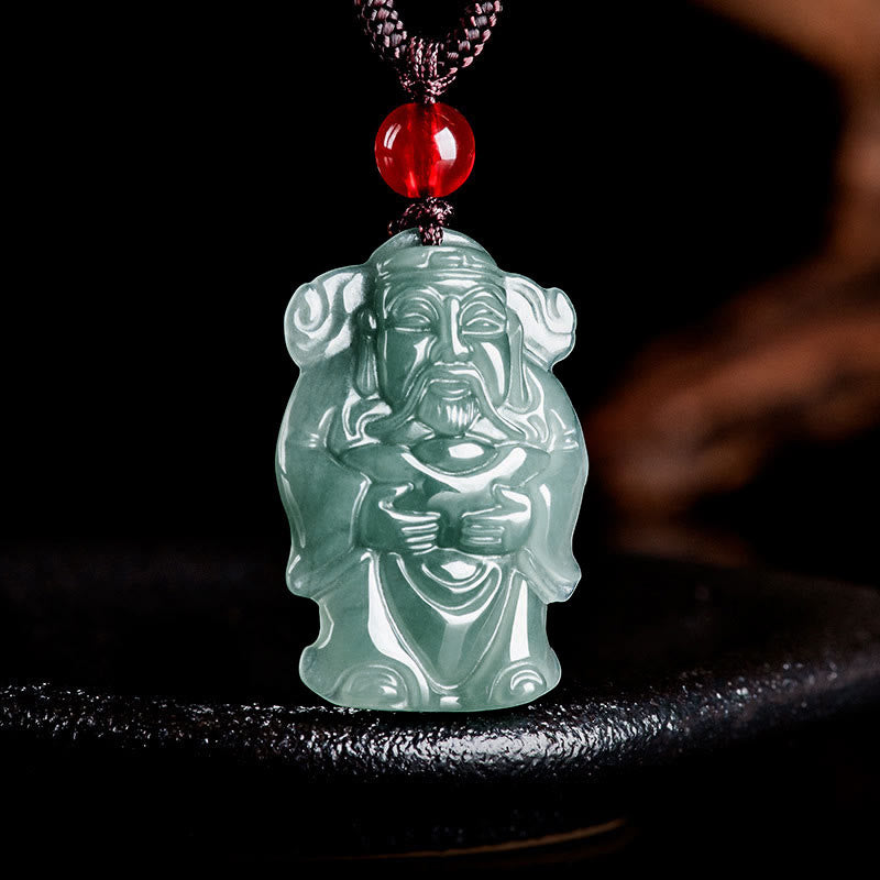 KarmaRipple's Authentic Green Jade Chinese God of Wealth Caishen Ingot Abundance Pendant Necklace p7