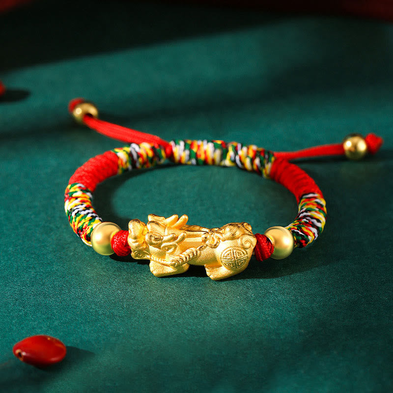 KarmaRipple's 999 Sterling Silver PiXiu Wealth King Kong Weave String Woven Kids Child Bracelet p7