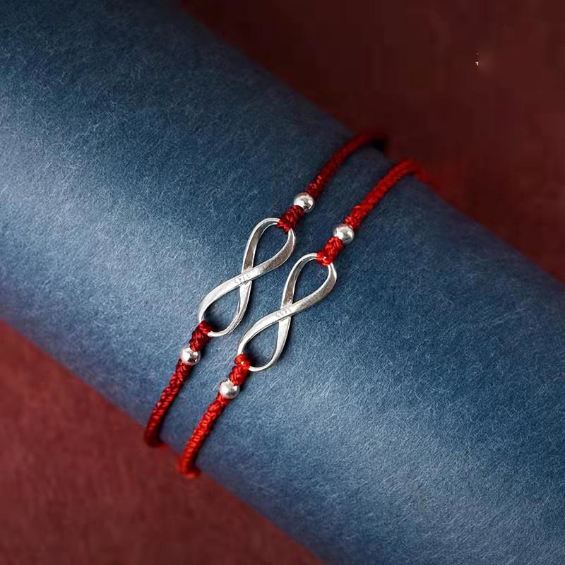 KarmaRipple's 925 Sterling Silver Endless Weave Protection Fortune Red String Bracelet Anklet p7
