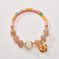 KarmaRipple's Authentic Sun Stone Golden Silk Jade Flower Talisman Wealth Bracelet Bangle