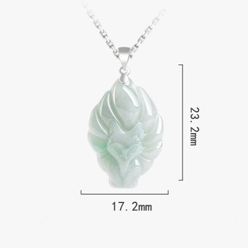KarmaRipple's 925 Sterling Silver Authentic Jade Nine Tailed Fox Prosperity Pendant Necklace p11