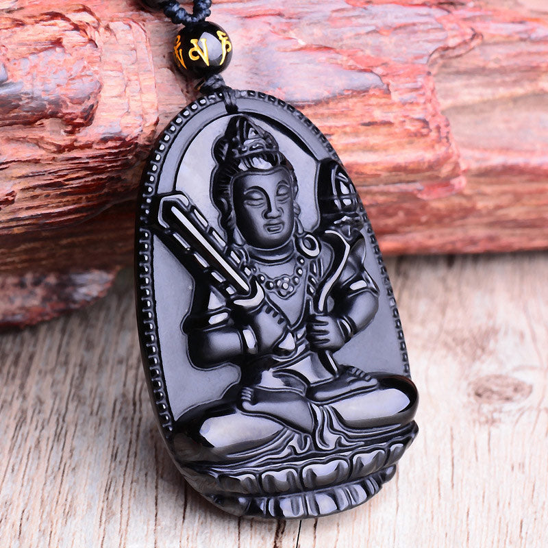 KarmaRipple's Chinese Zodiac Obsidian Buddha Amulet Protection Necklace Pendant p15