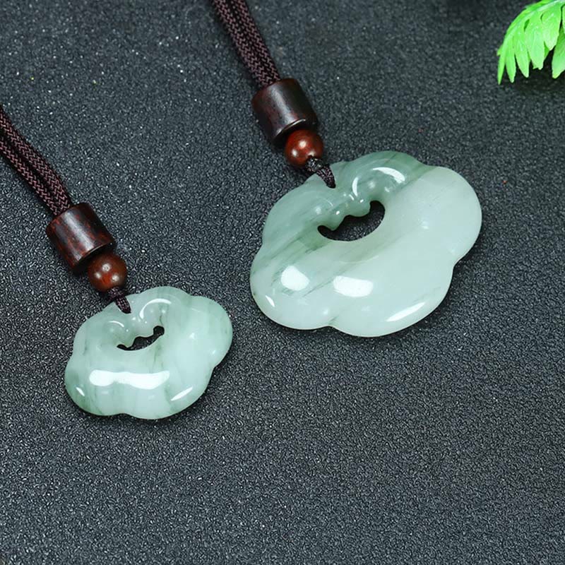 KarmaRipple's Tianshan Jade Golden Silk Jade Chinese Lock Talisman Abundance Pendant Necklace p5