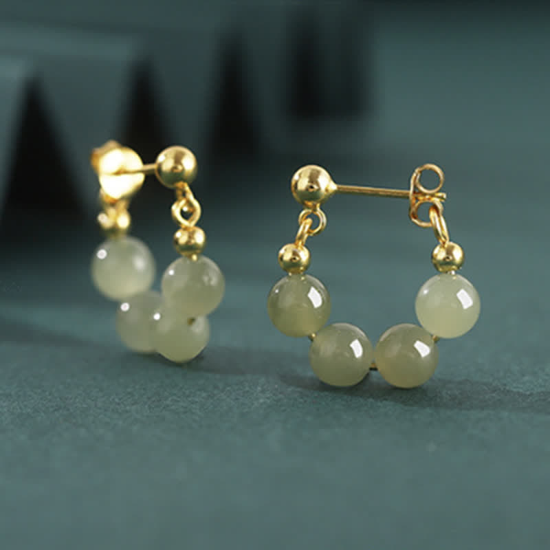 KarmaRipple's 925 Sterling Silver Hetian Jade Red Agate Beaded Abundance Earrings p6