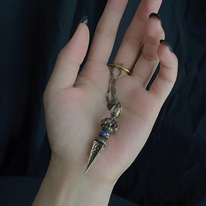 KarmaRipple's Pentagram Eye of God Feather Hamsa Bronze Balancing Pendant Necklace Pendulum p13