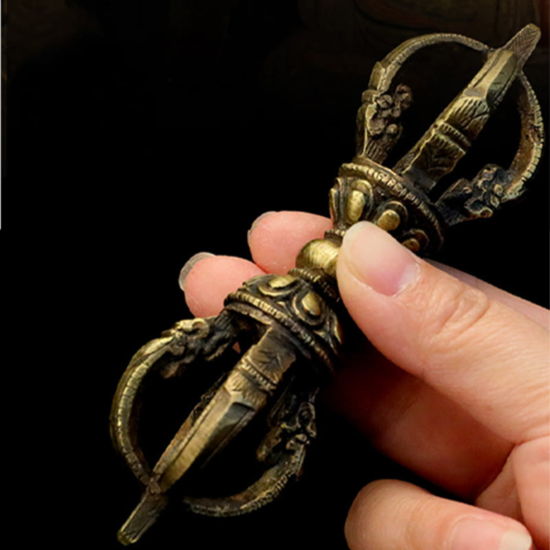KarmaRipple's Handmade Nepal Five Prong Three Prong Vajra Dorje Strength Bronze Decoration p8