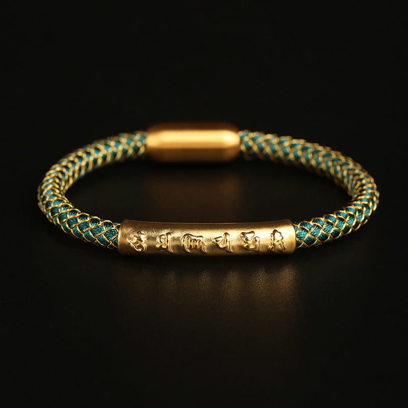 KarmaRipple's Handmade 999 Sterling Silver Om Mani Padme Hum Protection Dragon Scale Woven Magnetic Buckle Bracelet p2