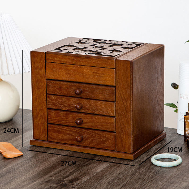 KarmaRipple's Vintage Large Capacity Wooden Jewelry Box Jewelry Storage Box With Mirror p28