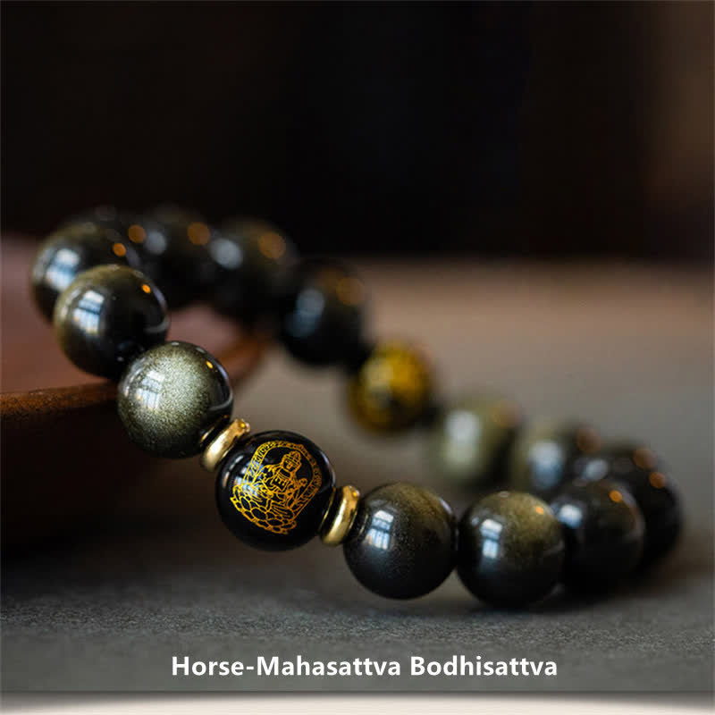 KarmaRipple's Chinese Zodiac Natal Buddha Gold Sheen Obsidian Wealth Protection Bracelet p5