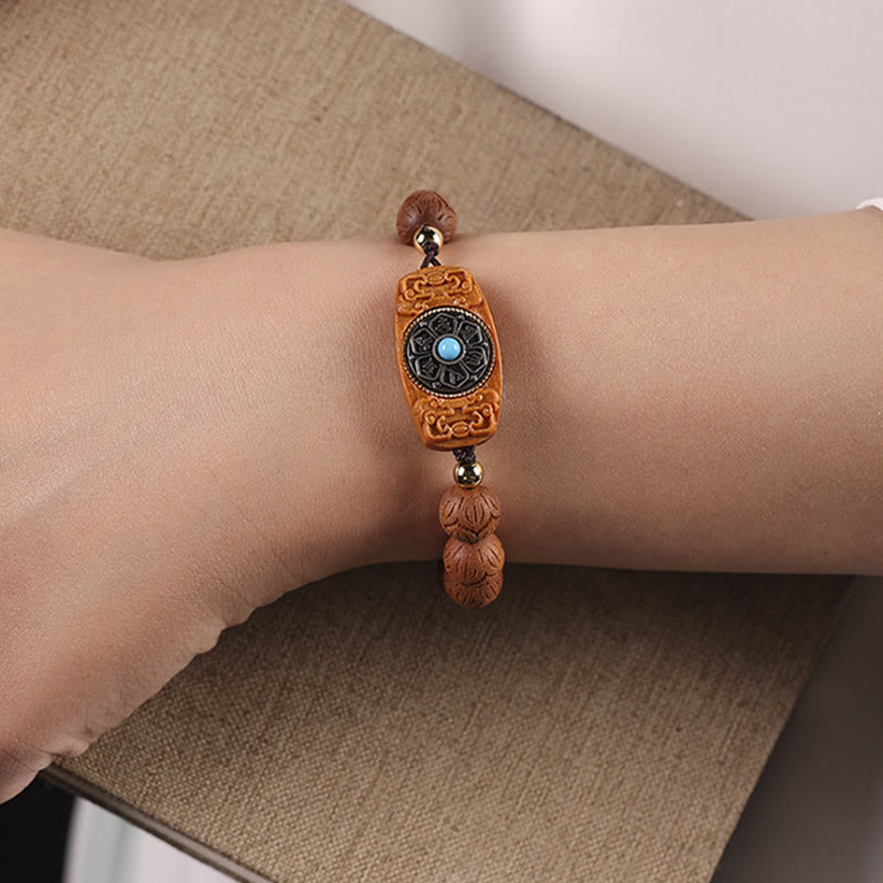 KarmaRipple's Green Sandalwood Ebony Wood Sandalwood Om Mani Padme Hum Soothing Bracelet p15