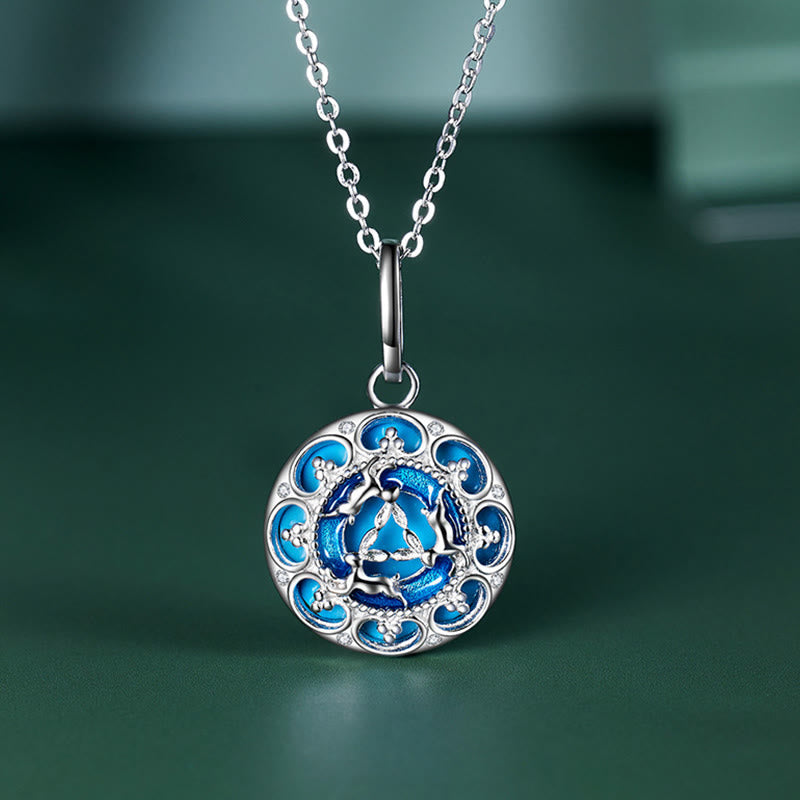 KarmaRipple's 925 Sterling Silver Round Turquoise Three Rabbits Balance Pendant Necklace p13