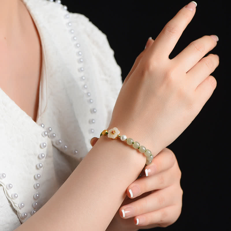 KarmaRipple's 925 Sterling Silver Authentic Hetian Jade Peach Blossom Fortune Bracelet p3