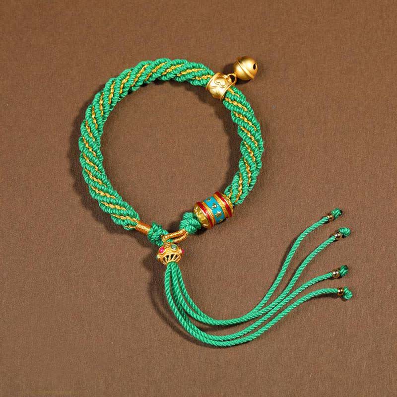 KarmaRipple's Tibetan Handmade Fortune Protection Thangka Prayer Wheel Bell Talisman Braid String Bracelet p22