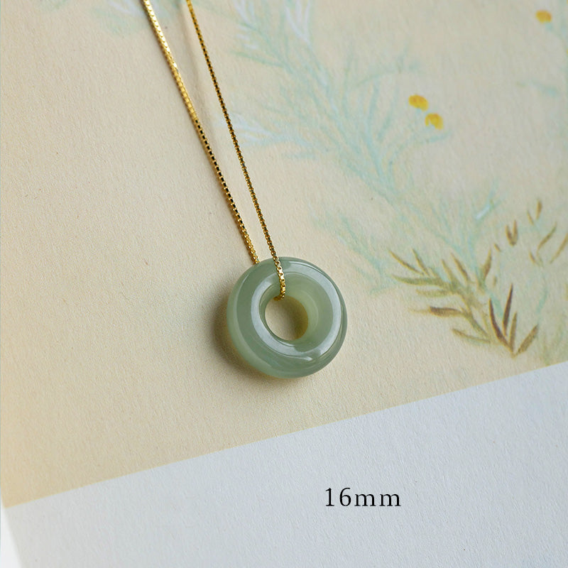 KarmaRipple's Authentic Round Jade Peace Buckle Fortune Abundance Pendant Necklace p27
