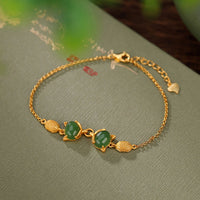 KarmaRipple's 925 Sterling Silver Authentic Hetian Ivory Jade Cyan Jade Lovely Fox Fortune Bracelet