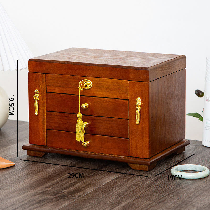 KarmaRipple's Vintage Large Capacity Wooden Jewelry Box Jewelry Storage Box With Mirror p16