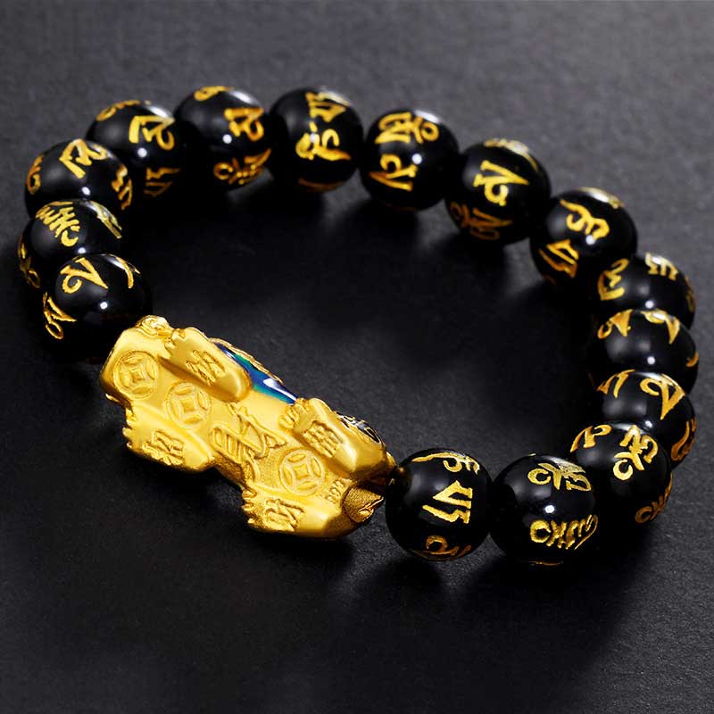 KarmaRipple's FengShui PiXiu Obsidian Om Mani Padme Hum Wealth Bracelet p3