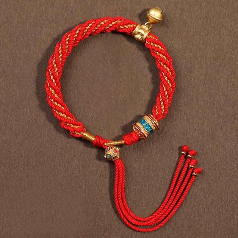 KarmaRipple's Tibetan Handmade Fortune Protection Thangka Prayer Wheel Bell Talisman Braid String Bracelet p26