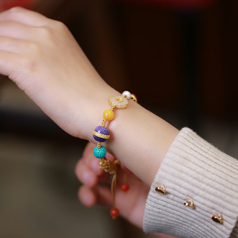 KarmaRipple's 925 Sterling Silver Authentic Hetian Jade Amber Red Agate Crystals Fortune Bracelet p9