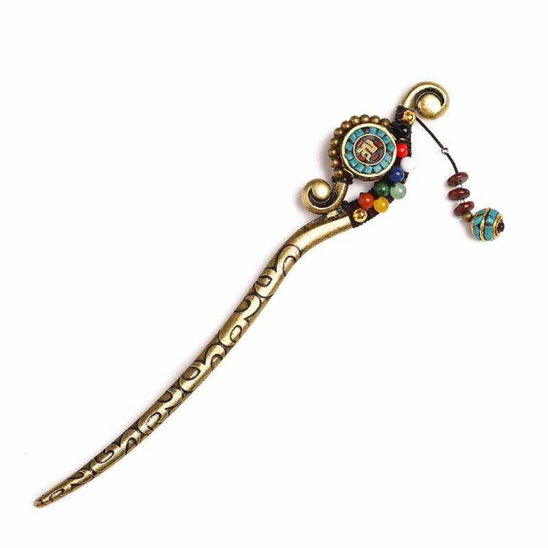 KarmaRipple's Tibetan Turquoise Agate Protection Hairpin Decorations p8
