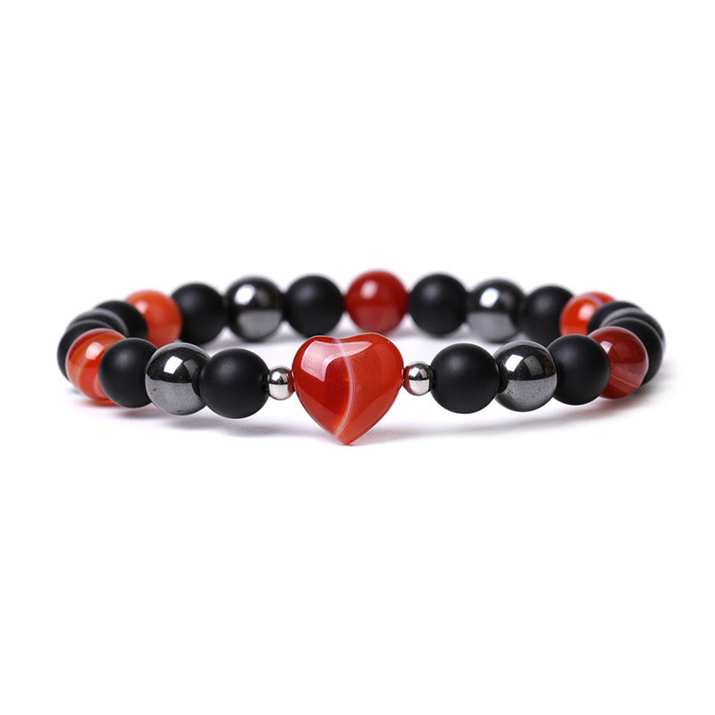 KarmaRipple's Black Onyx Tiger Eye Stone Gemstone Love Heart Protection Bracelet p27