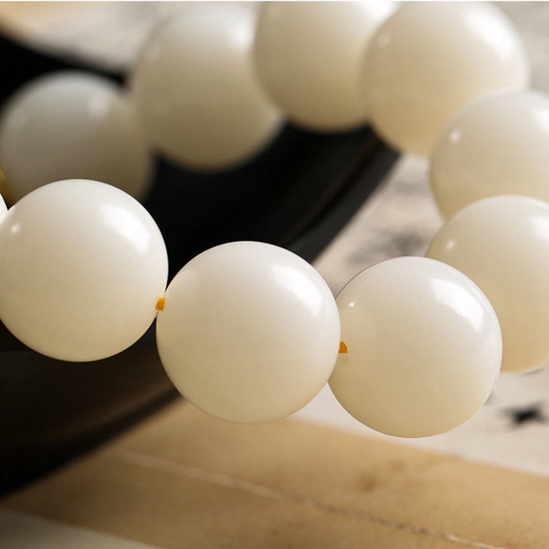 KarmaRipple's Silver Sheen Obsidian Bodhi Seed Ivory Fruit Dancing Lion Protection Bracelet p13