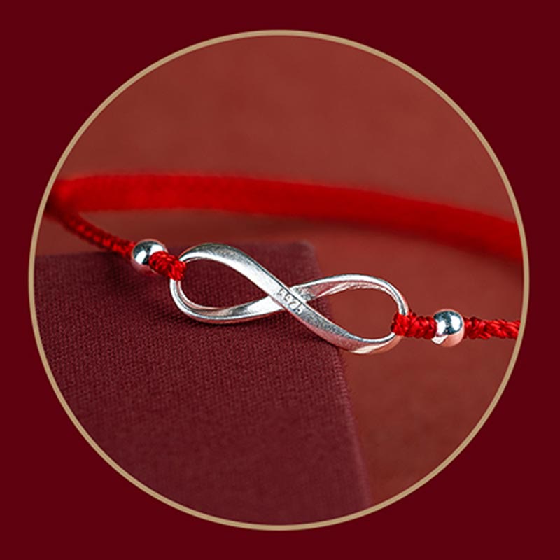 KarmaRipple's 925 Sterling Silver Endless Weave Protection Fortune Red String Bracelet Anklet p12