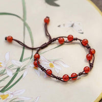 KarmaRipple's Red Agate Moss Agate Cinnabar Calm Bracelet