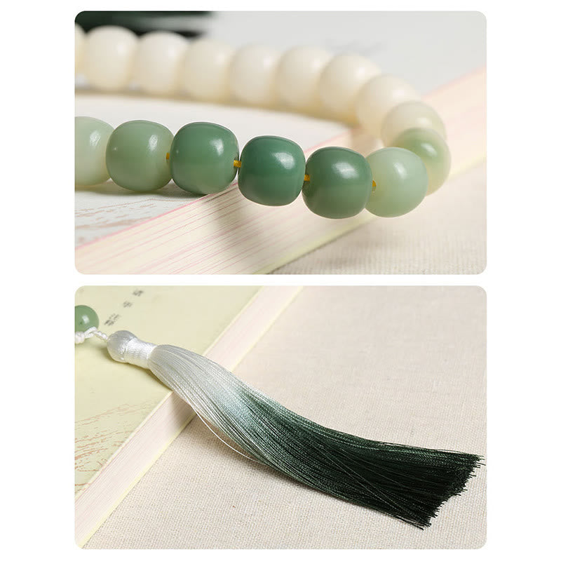 KarmaRipple's Authentic Gradient Bodhi Seed Fortune Money Bag Lotus Wisdom Tassel Wrist Mala p8