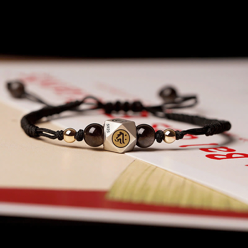 KarmaRipple's Handmade 925 Sterling Silver Chinese Zodiac Natal Buddha Cinnabar Calm Woven Bracelet p3