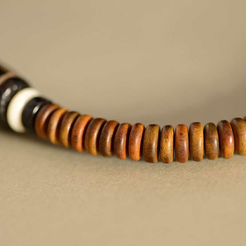 KarmaRipple's Tibetan Nine-Eye Dzi Bead Green Sandalwood Ebony Wood Peace Double Wrap Bracelet p9