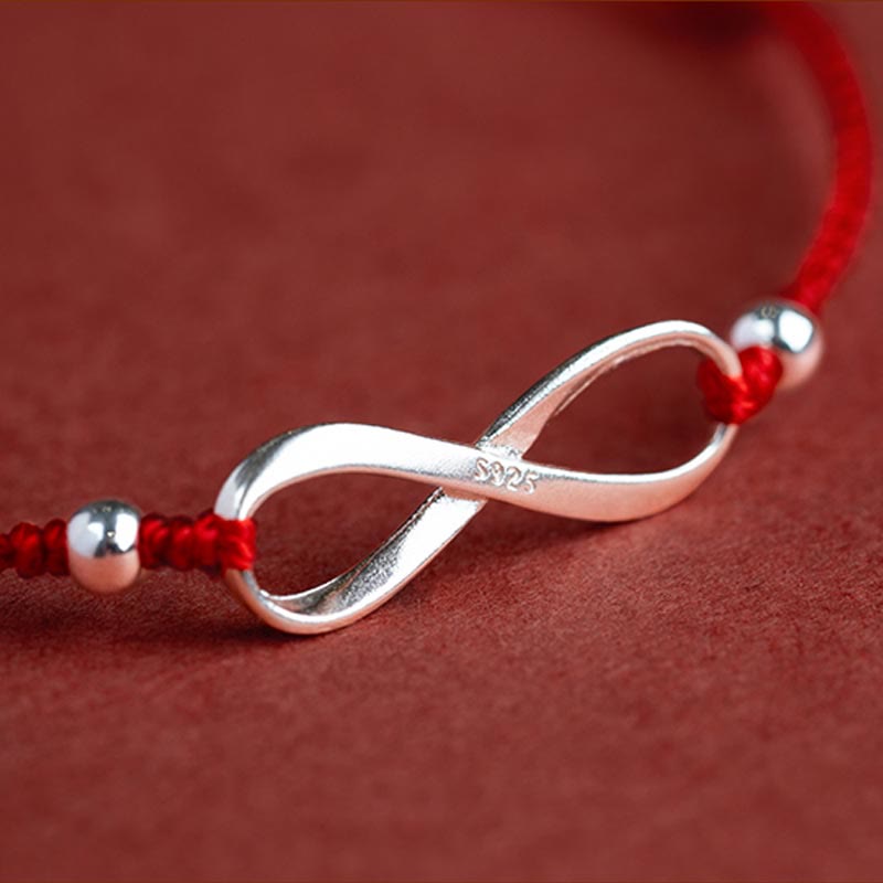 KarmaRipple's 925 Sterling Silver Endless Weave Protection Fortune Red String Bracelet Anklet p10