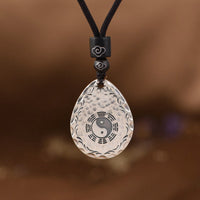 KarmaRipple's Vintage 999 Sterling Silver Yin Yang Bagua Water Drop Design Balance Balance Pendant Necklace