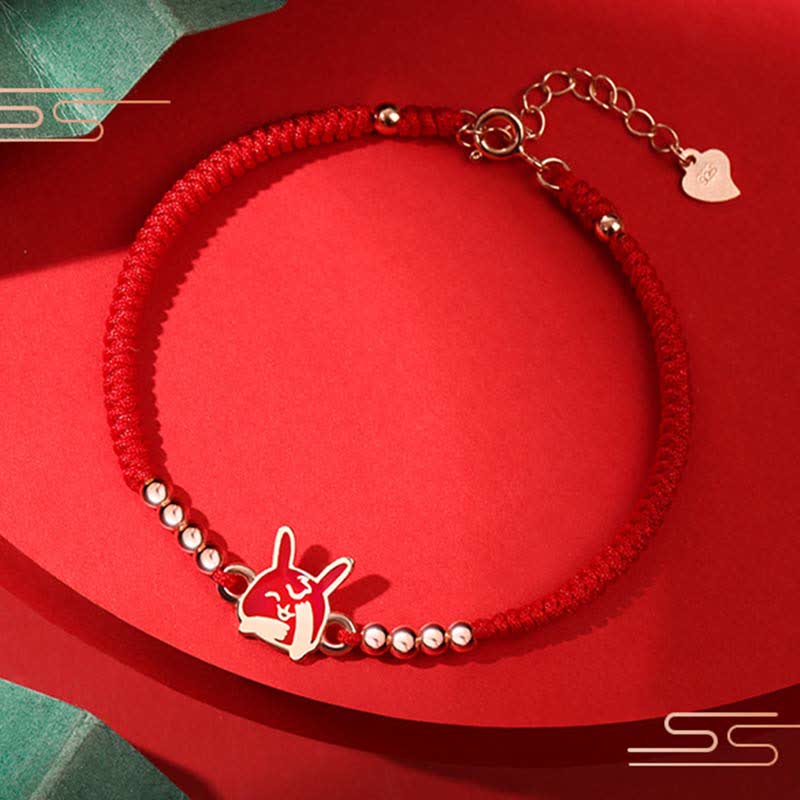 KarmaRipple's 925 Sterling Silver Chinese Zodiac Fortune Faith Discolor Red String Bracelet p20