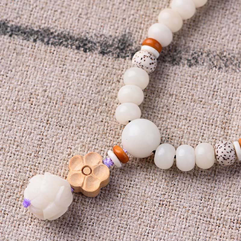 KarmaRipple's Tibetan Ivory Jade Bodhi Lotus Blessing Bracelet p14