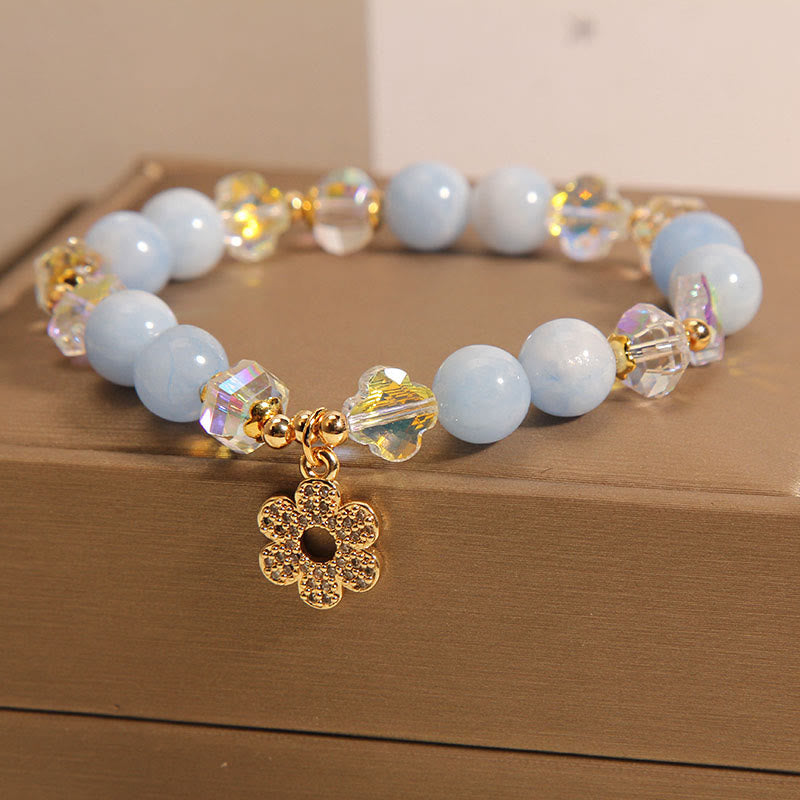 KarmaRipple's Authentic Aquamarine Flower Balancing Gemstone Bracelet p2