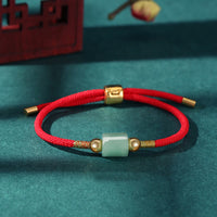 KarmaRipple's Tibet Handmade Green Aventurine Red Stone Malachite Fortune Protection Woven Rope Bracelet