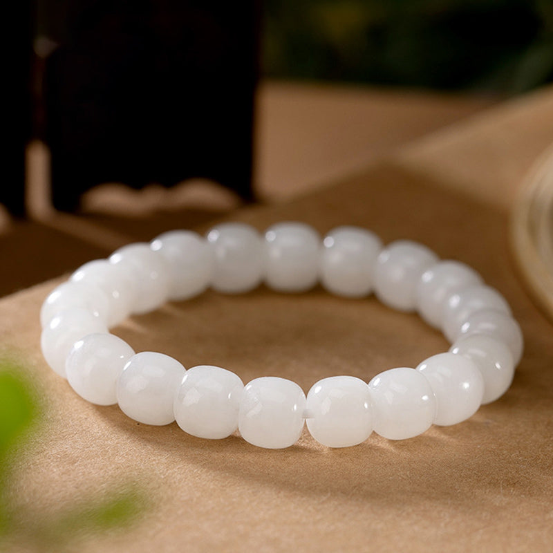 KarmaRipple's Hetian Ivory Jade Happiness Blessing Bracelet p5