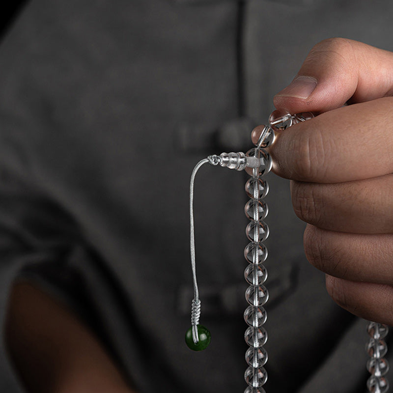 KarmaRipple's 108 Beadwork Ivory Gemstone Jade Meditation Bracelet Mala p7