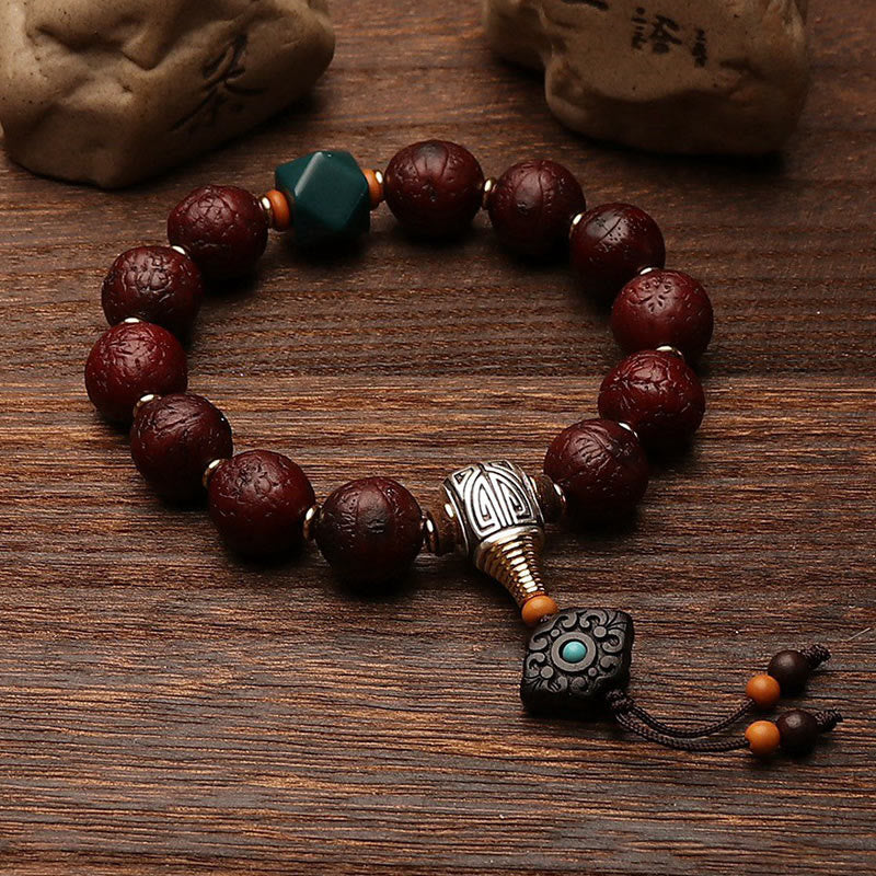 KarmaRipple's Tibetan Bodhi Seed Agate Bead Fortune Wealth Tassel Talisman Wrist Mala p10